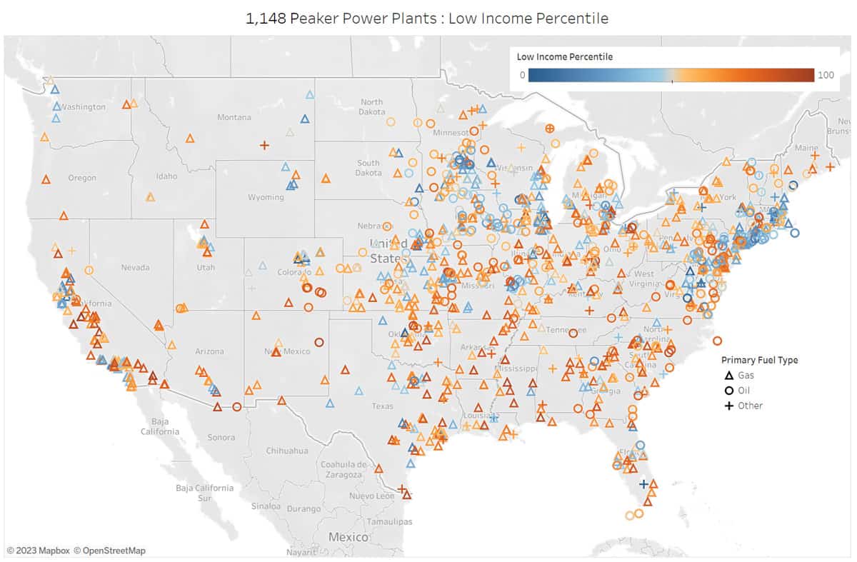 1,148 Peaker Power Plants: Low Income Percentile