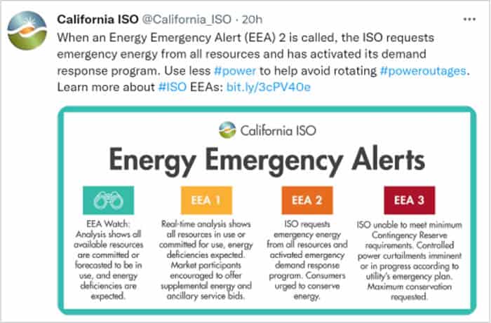 California ISO Energy Emergency Alert Levels